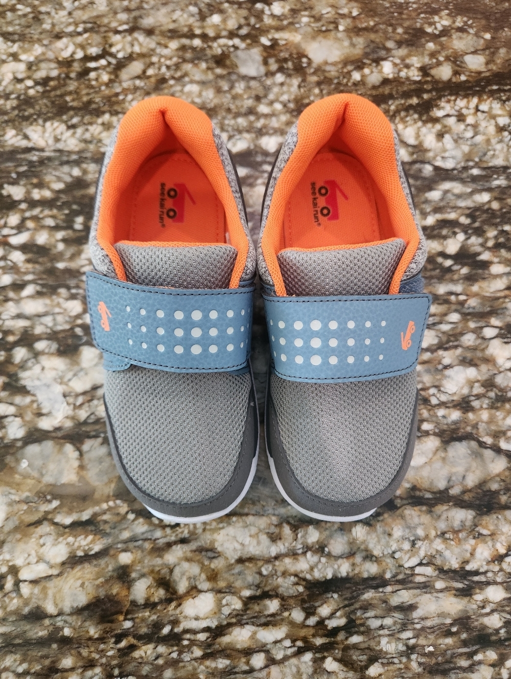 See Kai Run Gray and Orange Velcro Sneakers for Kids